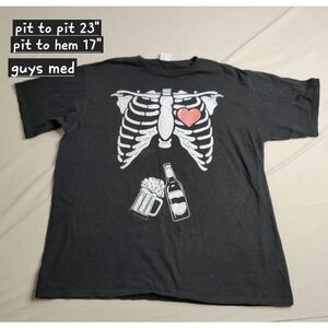 Adult tshirt love my beer skeleton black unisex mens medium
